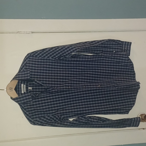 5/$15 Blue plaid Perry Ellis Portfolio Button-Down Dress Shirt - Picture 1 of 5